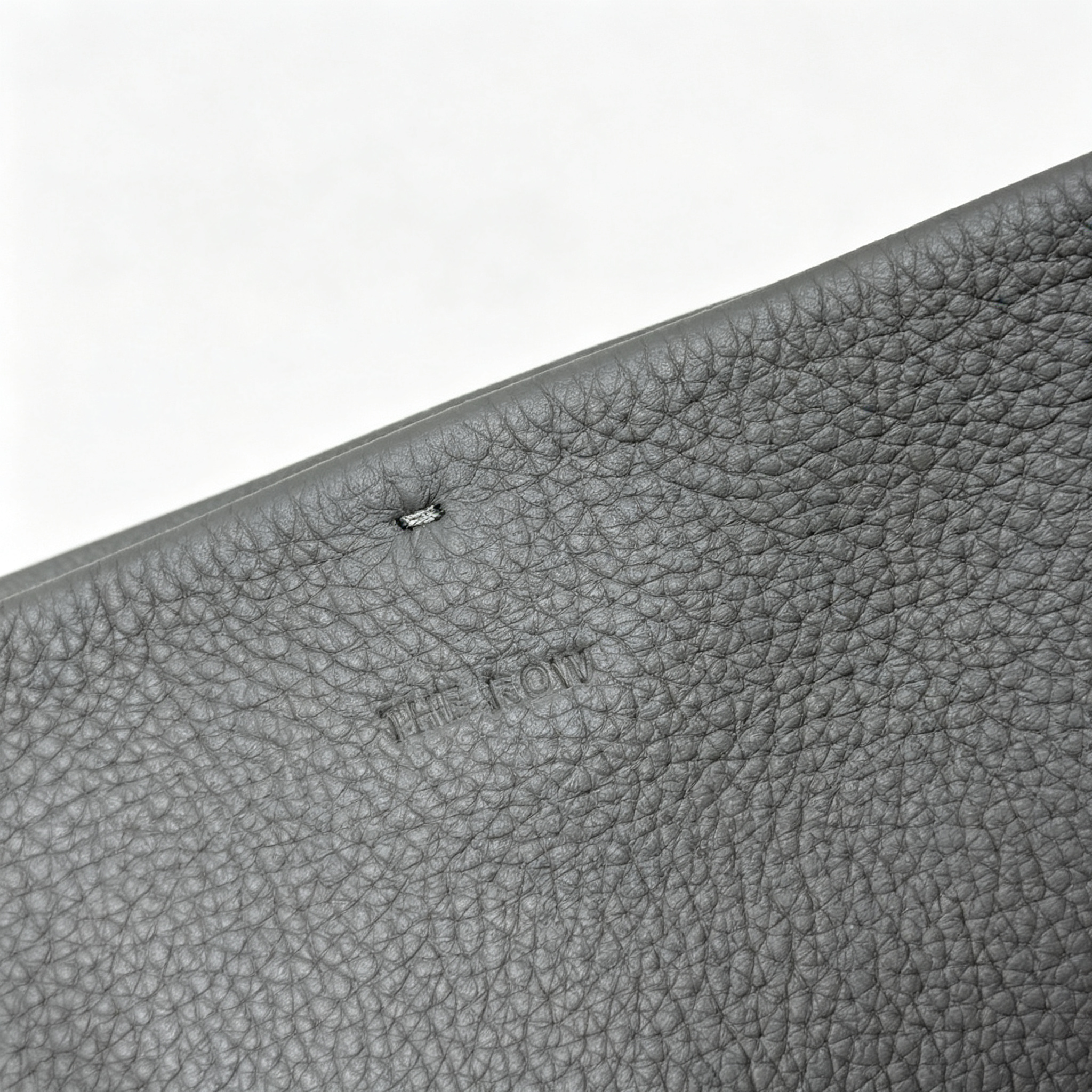 The Row Park Tote Three Large Leather Tote Bag | Elephant Grey Pebbled Leather Handbag with Matching Pouch | Women's Designer Commuter Bag