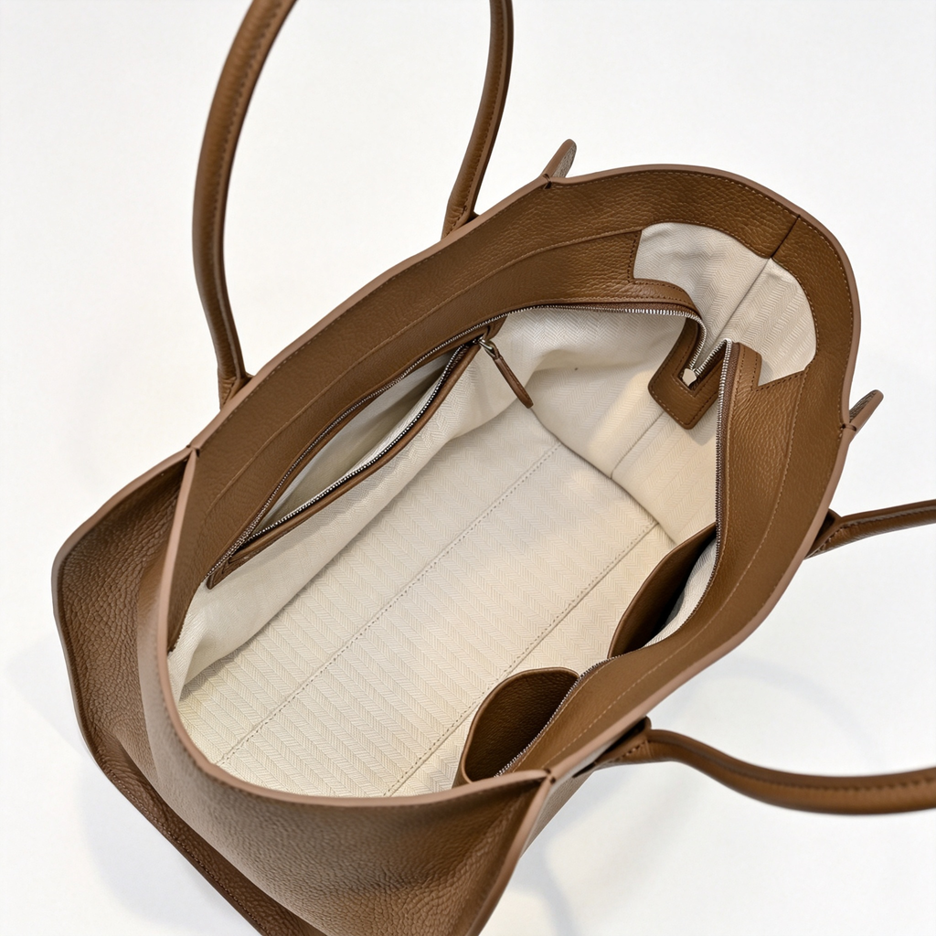The Row Marlo 14 Premium Textured Leather Tote | Large Capacity Shoulder Bag | Elephant Grey Commuter Bag