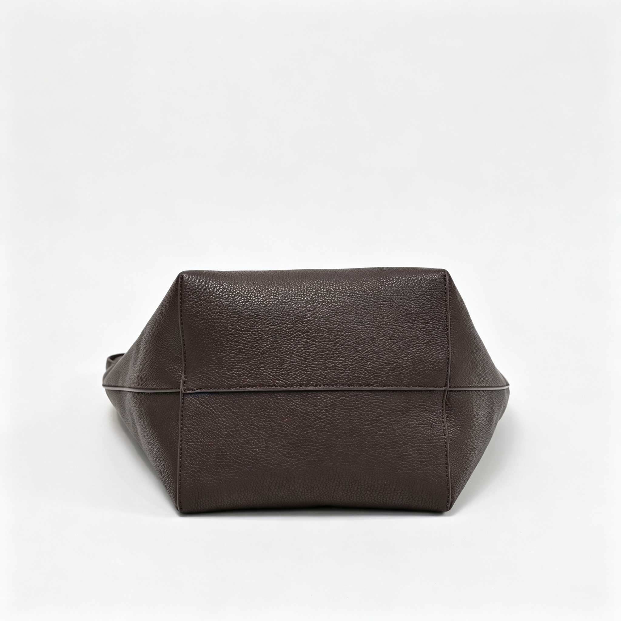 The Row N/S Park Large Tote Bag | 38cm Grained Calfskin Leather Bucket Bag | Espresso/Dark Brown