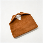 The Row Mini Bindle Suede Shoulder Bag | 29cm Mini Hobo Tote | Caramel Slouchy Handbag