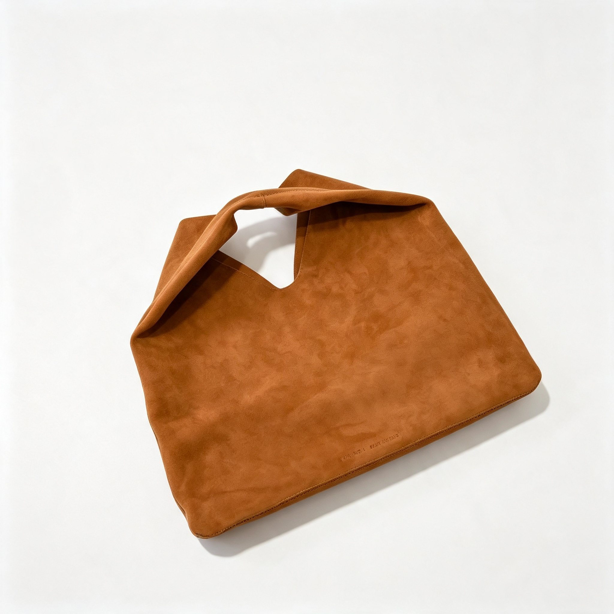The Row Mini Bindle Suede Shoulder Bag | 29cm Mini Hobo Tote | Caramel Slouchy Handbag
