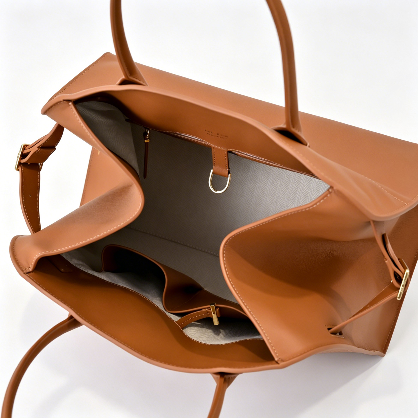 The Row Margaux 17 Large Bag | 38.5cm Smooth Calfskin Leather Top Handle Bag | Tan/Caramel Margaux Tote