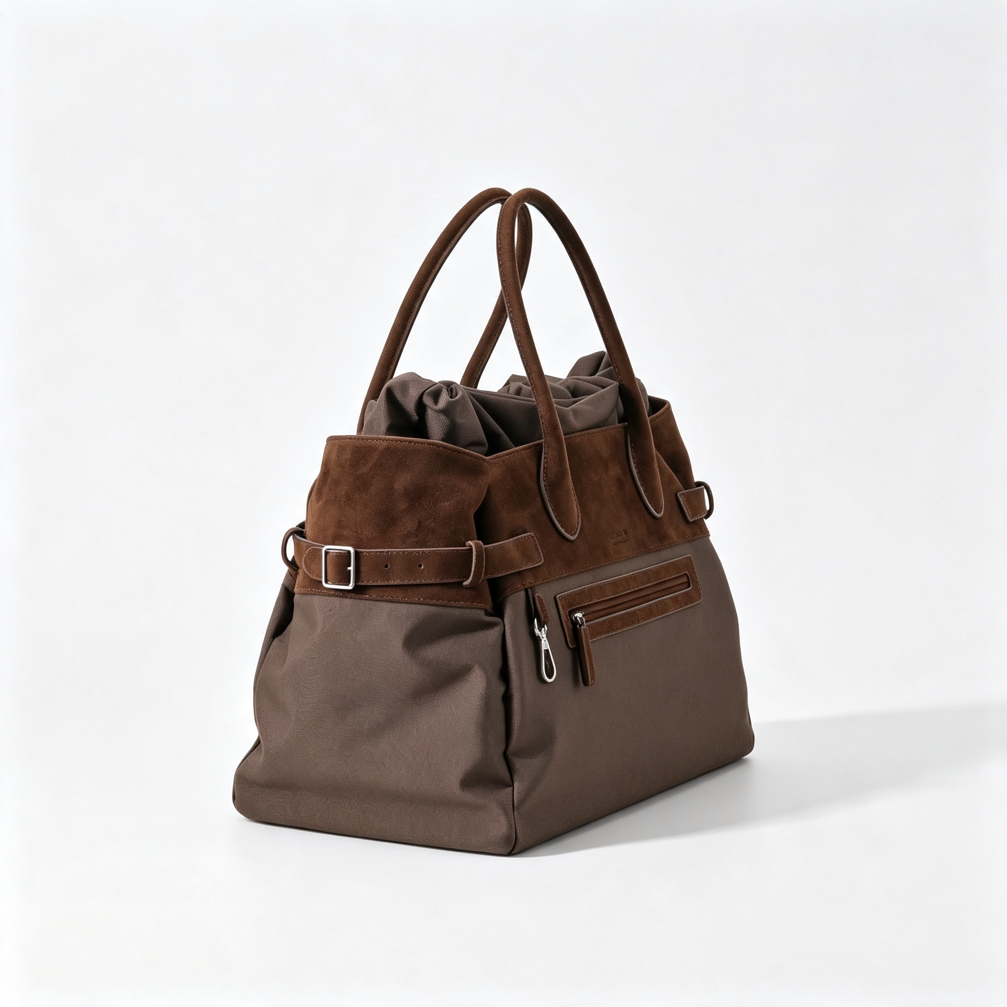 The Row Margaux 17 Inside Out Tote – Nylon & Suede Leather Large Capacity Handbag,