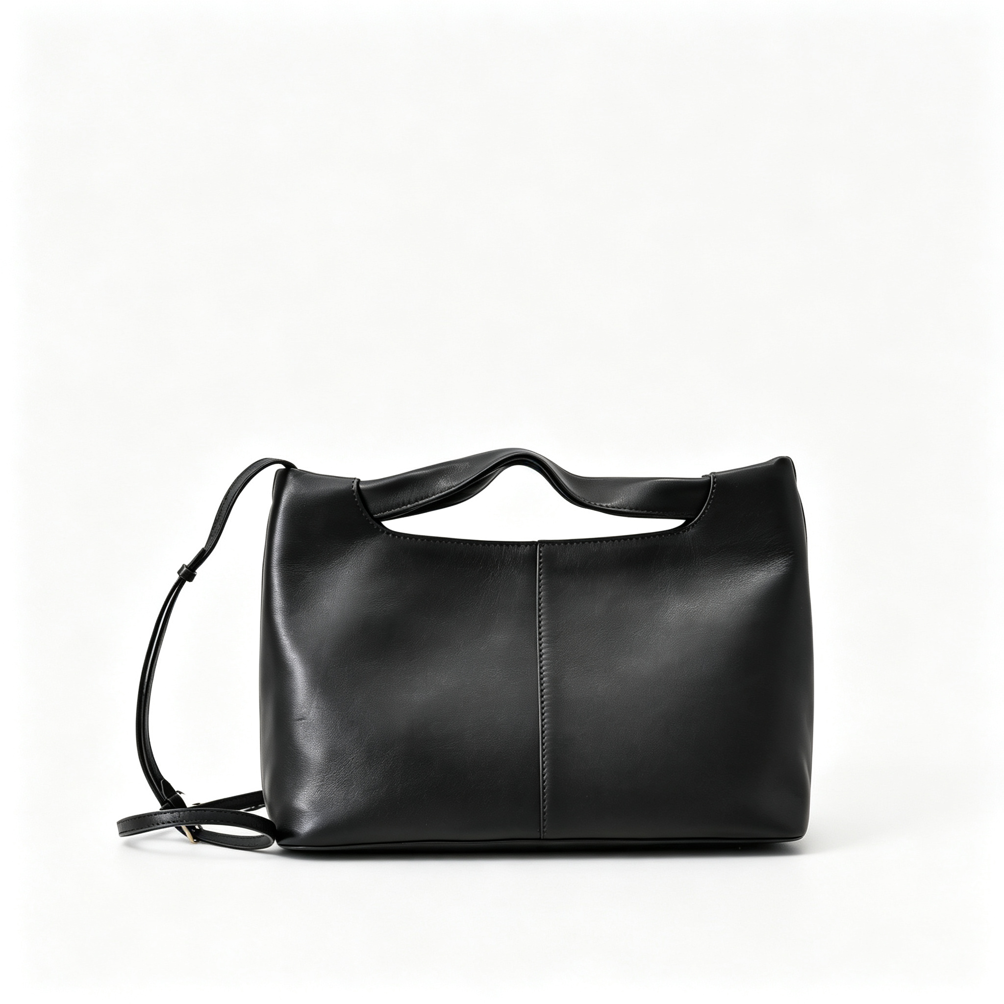 The Row Camden Medium Leather Bag | 32cm Black Smooth Calfskin Shoulder Bag | Minimalist Crossbody Tote