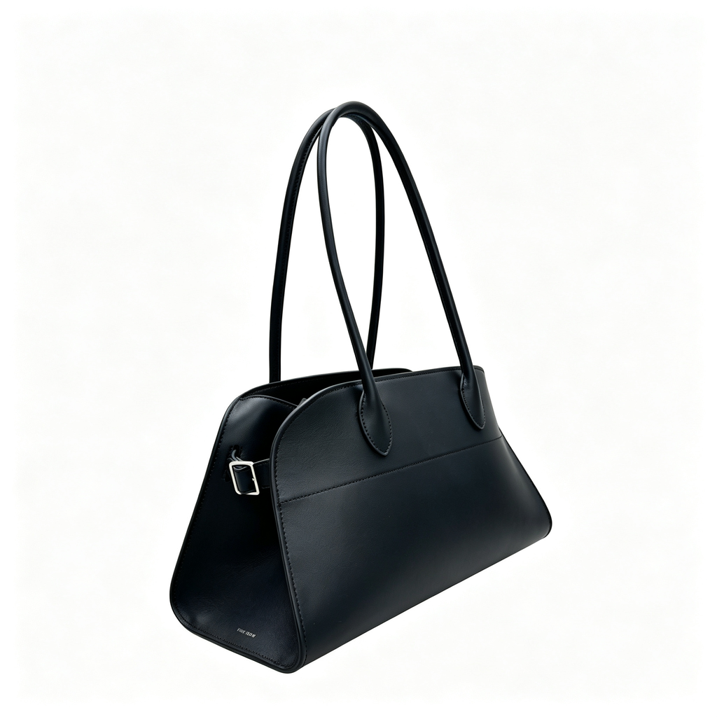 The Row Margaux 15 Medium Bag | 38cm Smooth Calfskin Leather Top Handle Bag | Black Margaux Tote