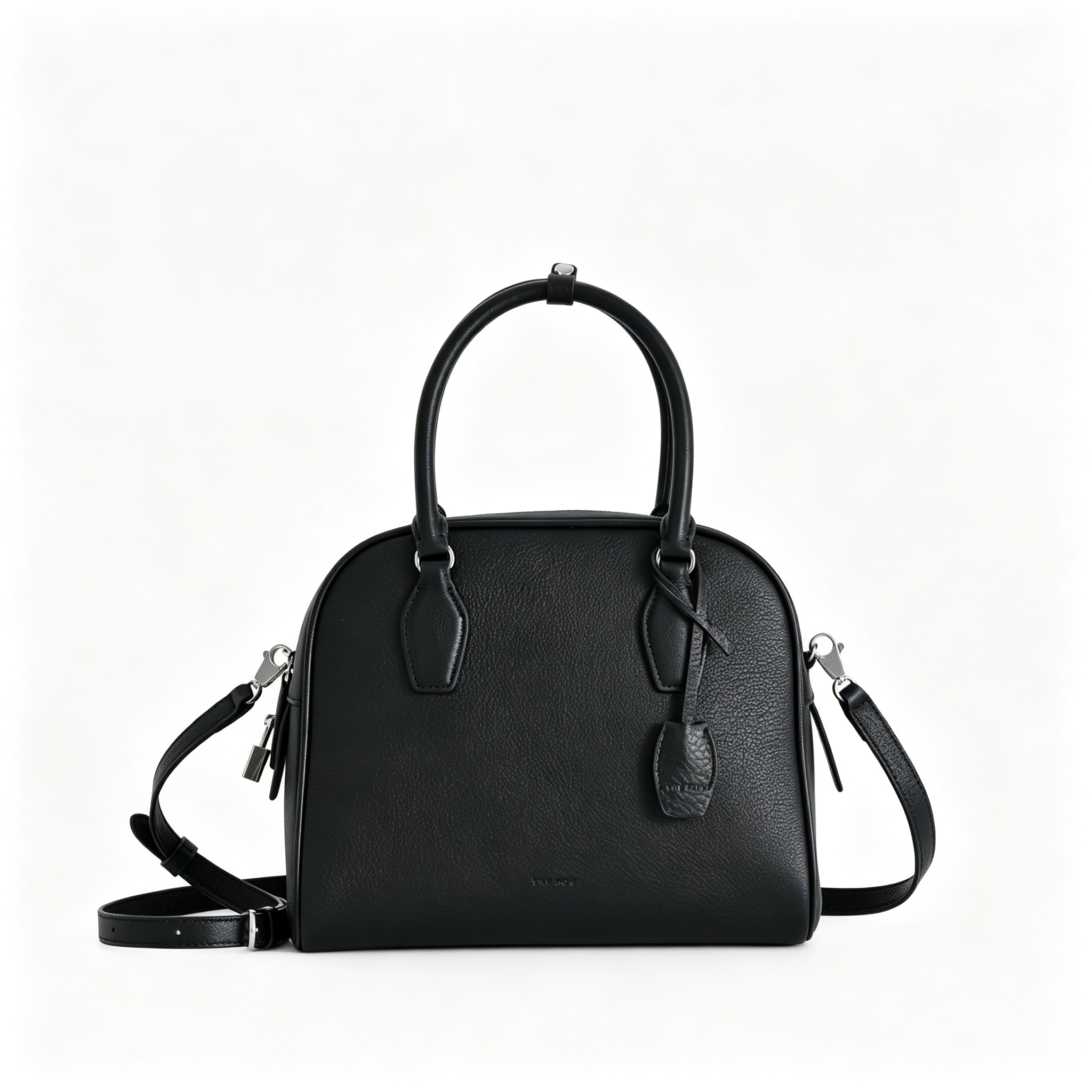 The Row India 10 Small Grained Leather Bag | 24cm Chalk White Bowling/Doctor Bag | Silver Hardware Top Handle Tote