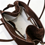 The Row Margaux 17 Large Suede Bag | 43cm Suede Leather Top Handle Tote | Dark Brown/Espresso Margaux Handbag