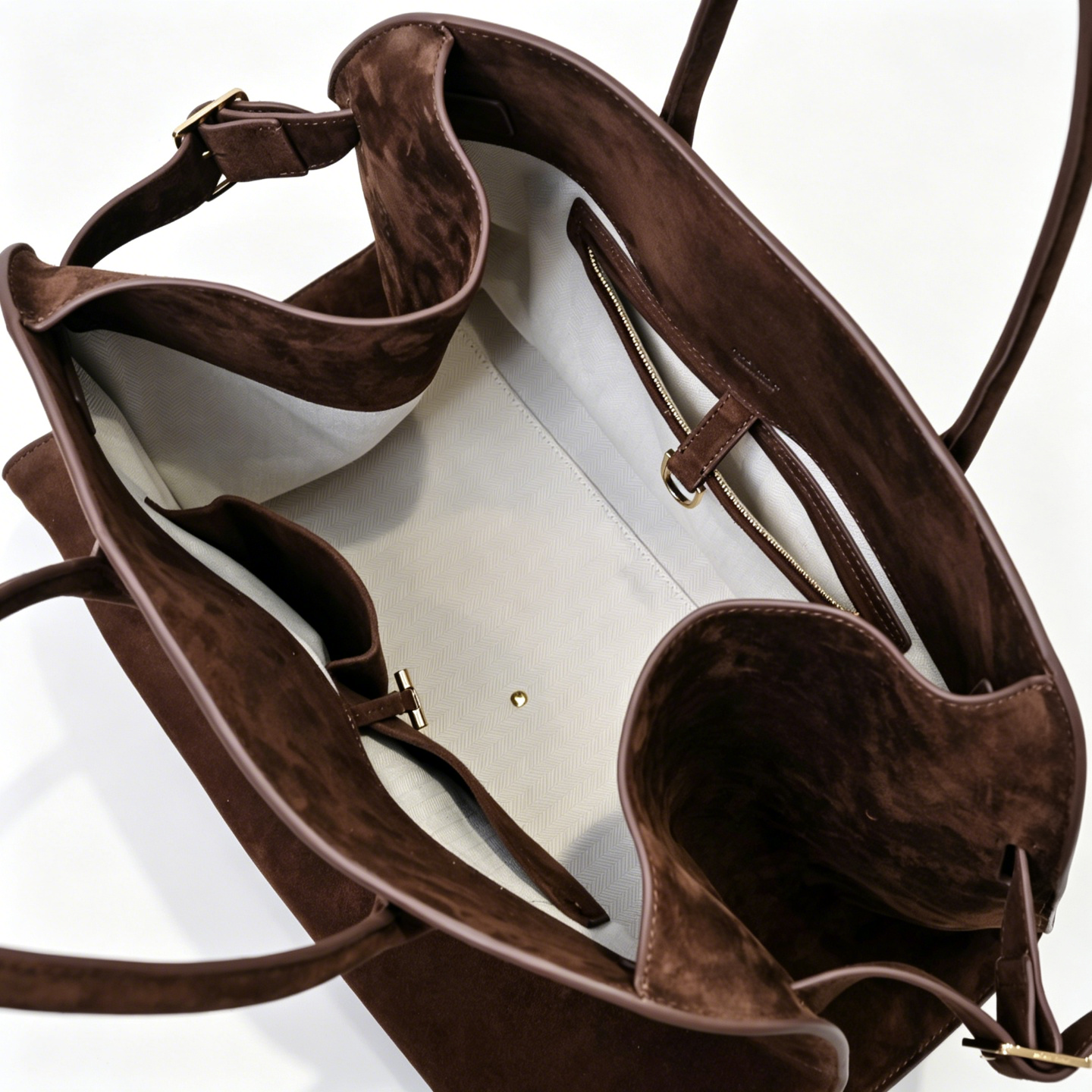 The Row Margaux 17 Large Suede Bag | 43cm Suede Leather Top Handle Tote | Dark Brown/Espresso Margaux Handbag