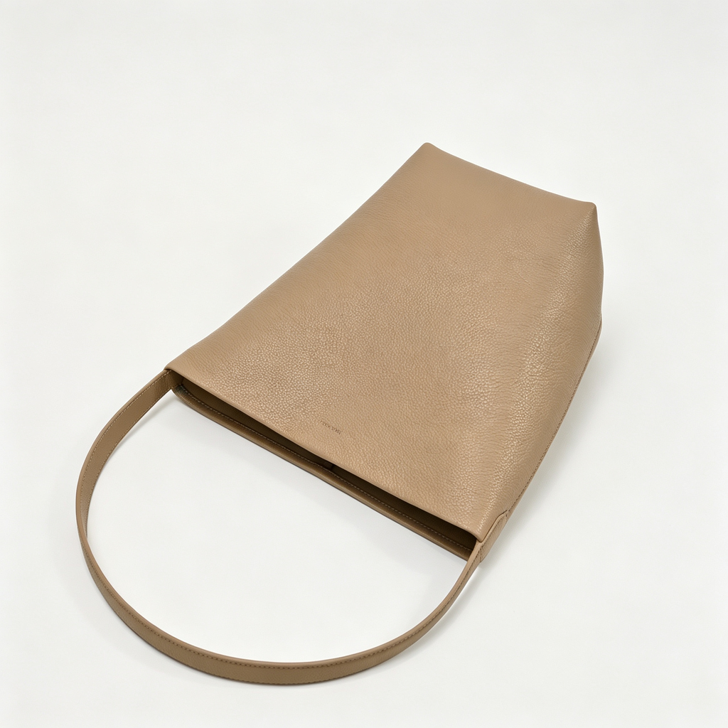 The Row N/S Park Medium Tote Bag | 30cm Grained Calfskin Leather Bucket Bag | Sand/Beige/Oatmeal