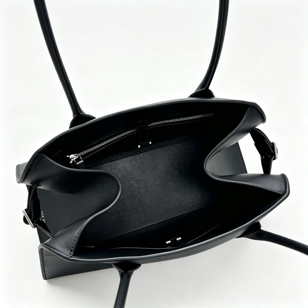 The Row Margaux 15 Medium Bag | 38cm Smooth Calfskin Leather Top Handle Bag | Black Margaux Tote