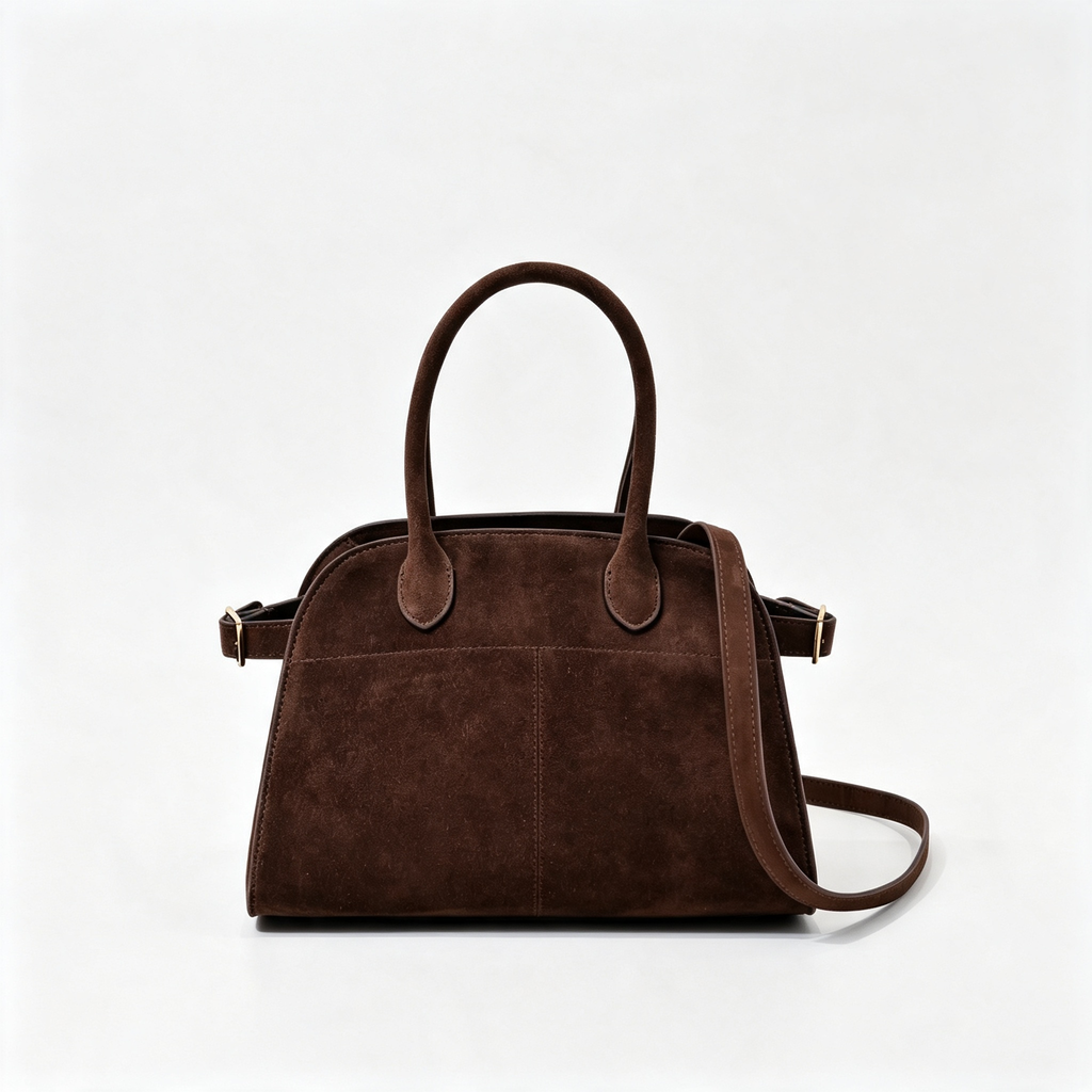 The Row Soft Margaux 12 Suede Tote Bag | Vintage Style Commuter Handbag with Detachable Strap | Women's Designer Shoulder Bag