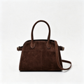 The Row Soft Margaux 12 Suede Tote Bag | Vintage Style Commuter Handbag with Detachable Strap | Women's Designer Shoulder Bag