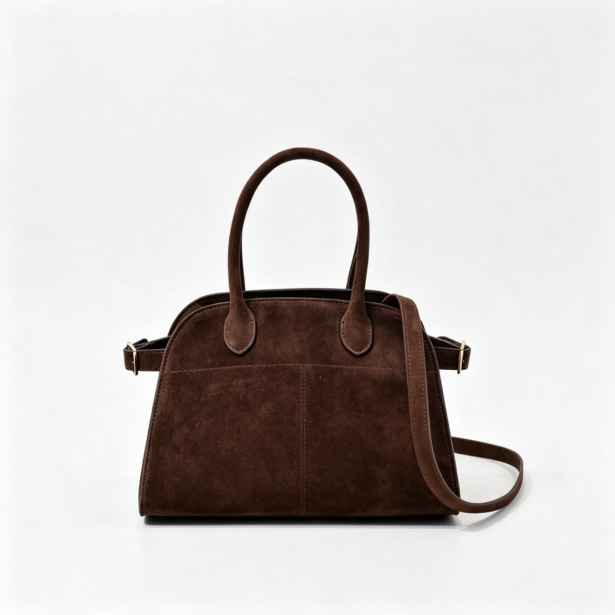 The Row Soft Margaux 12 Suede Tote Bag | Vintage Style Commuter Handbag with Detachable Strap | Women's Designer Shoulder Bag