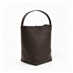 The Row N/S Park Large Tote Bag | 38cm Grained Calfskin Leather Bucket Bag | Espresso/Dark Brown