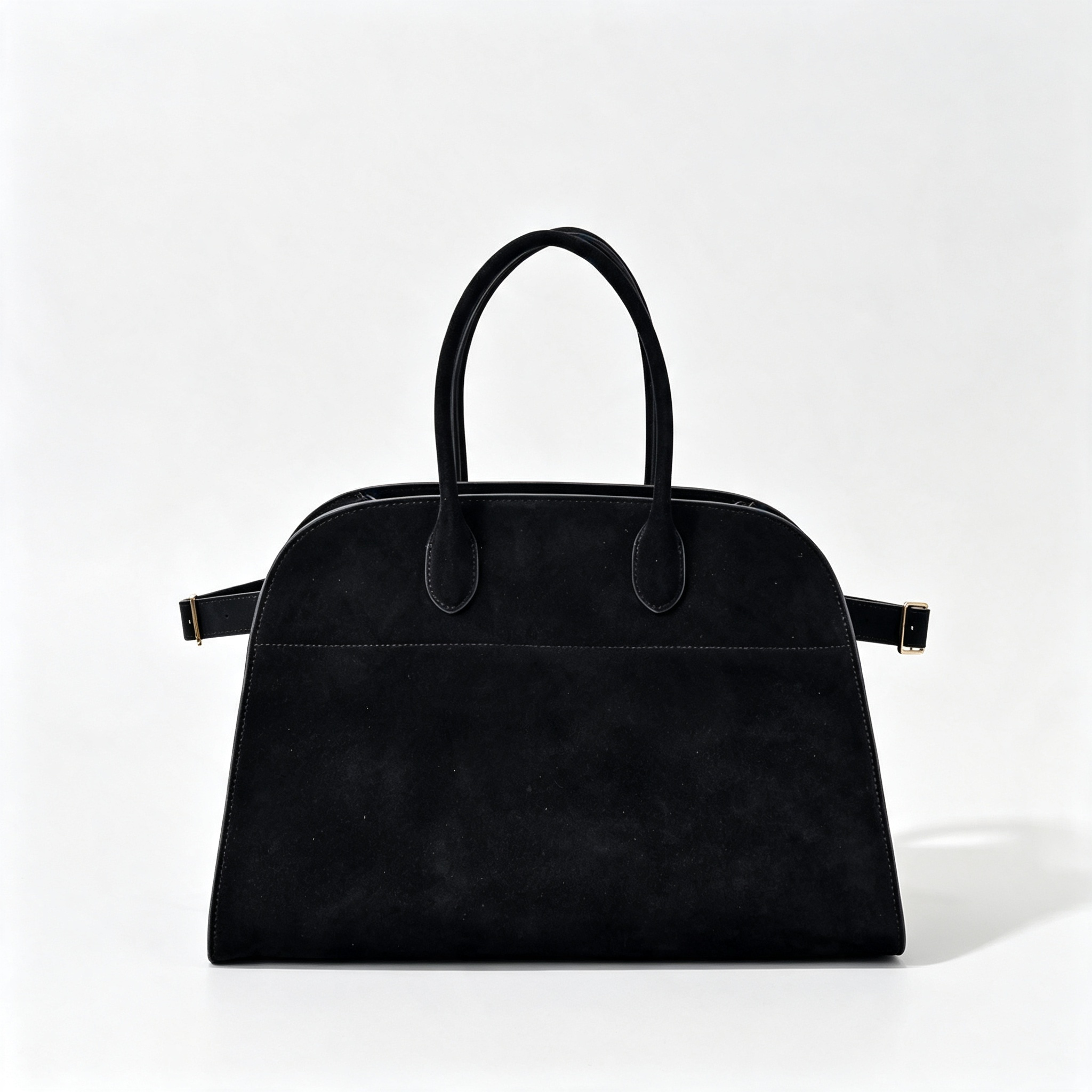The Row Margaux 17 Large Suede Bag | 38.5cm Suede Leather Top Handle Tote | Dark Chocolate Margaux Handbag
