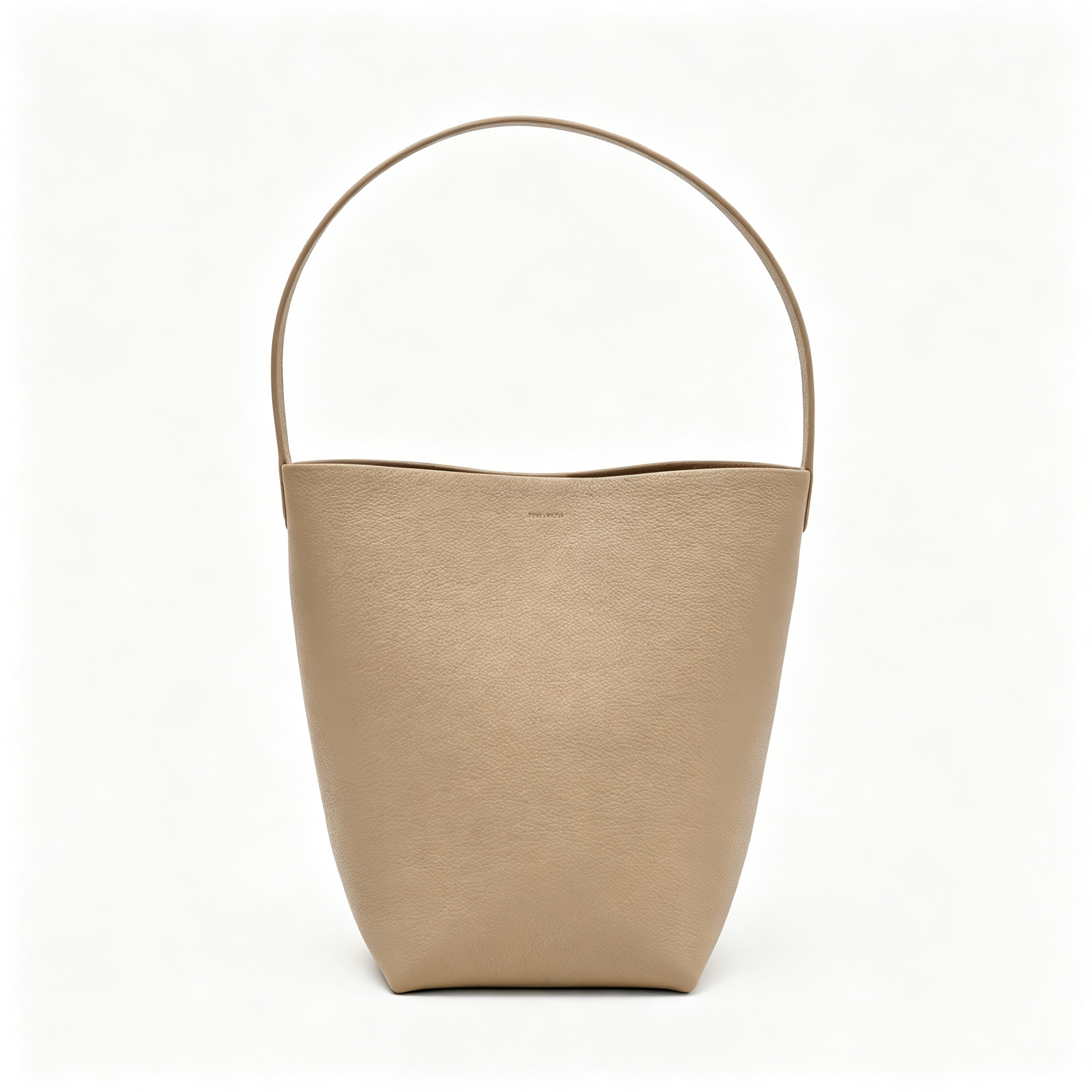 The Row N/S Park Medium Tote Bag | 30cm Grained Calfskin Leather Bucket Bag | Sand/Beige/Oatmeal