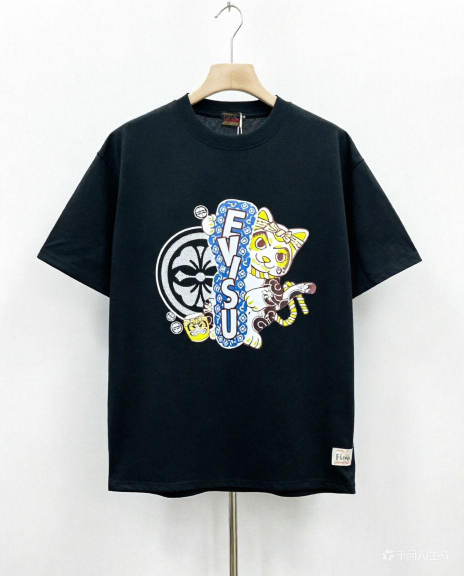 EVISU Brand "Lucky Cat" Series T-Shirts