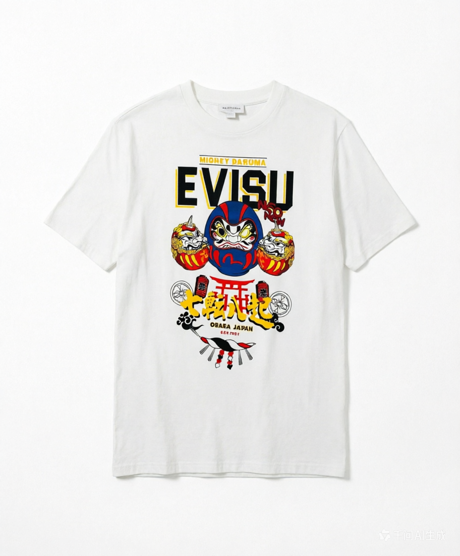 EVISU “Mighty Daruma” Series T-Shirt